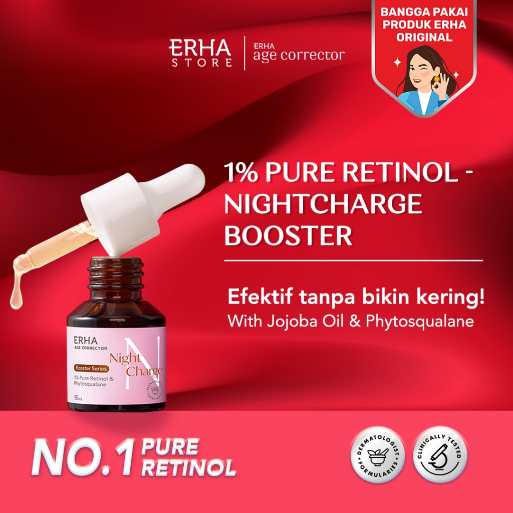 ERHA Age Corrector 1% Pure Retinol Night Charge Booster HYDRATING PURE RETINOL | Booster Awet Muda |