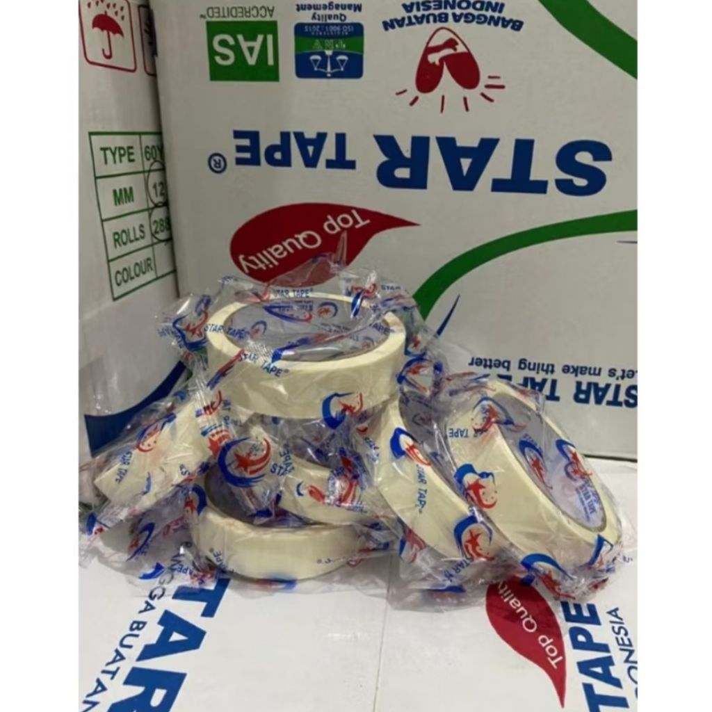 

Lakban Kertas Star Tape 24 mm 20 yard warna cream