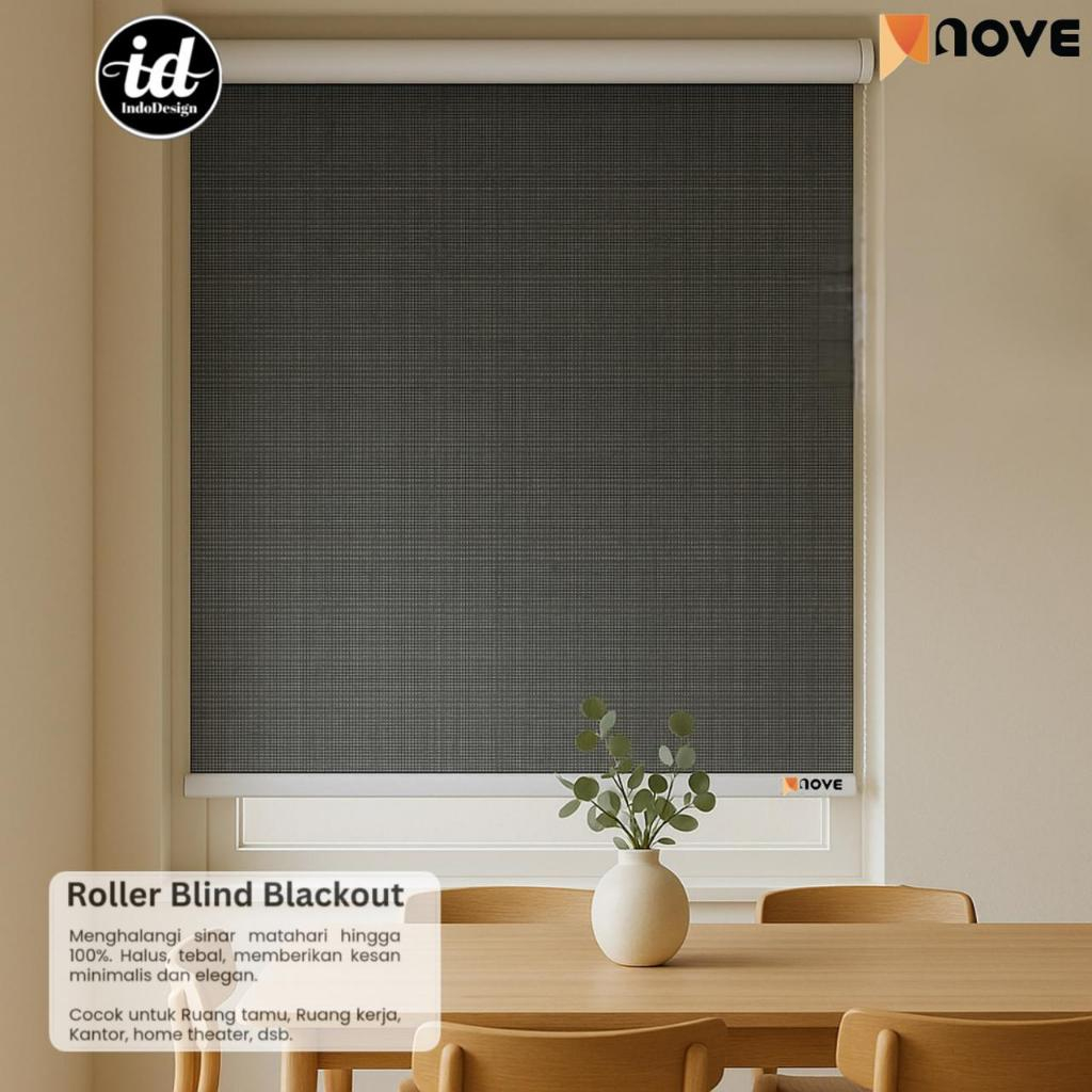 Roller Blind / Tirai Gulung / Penutup Jendela 100% Blackout NOVE
