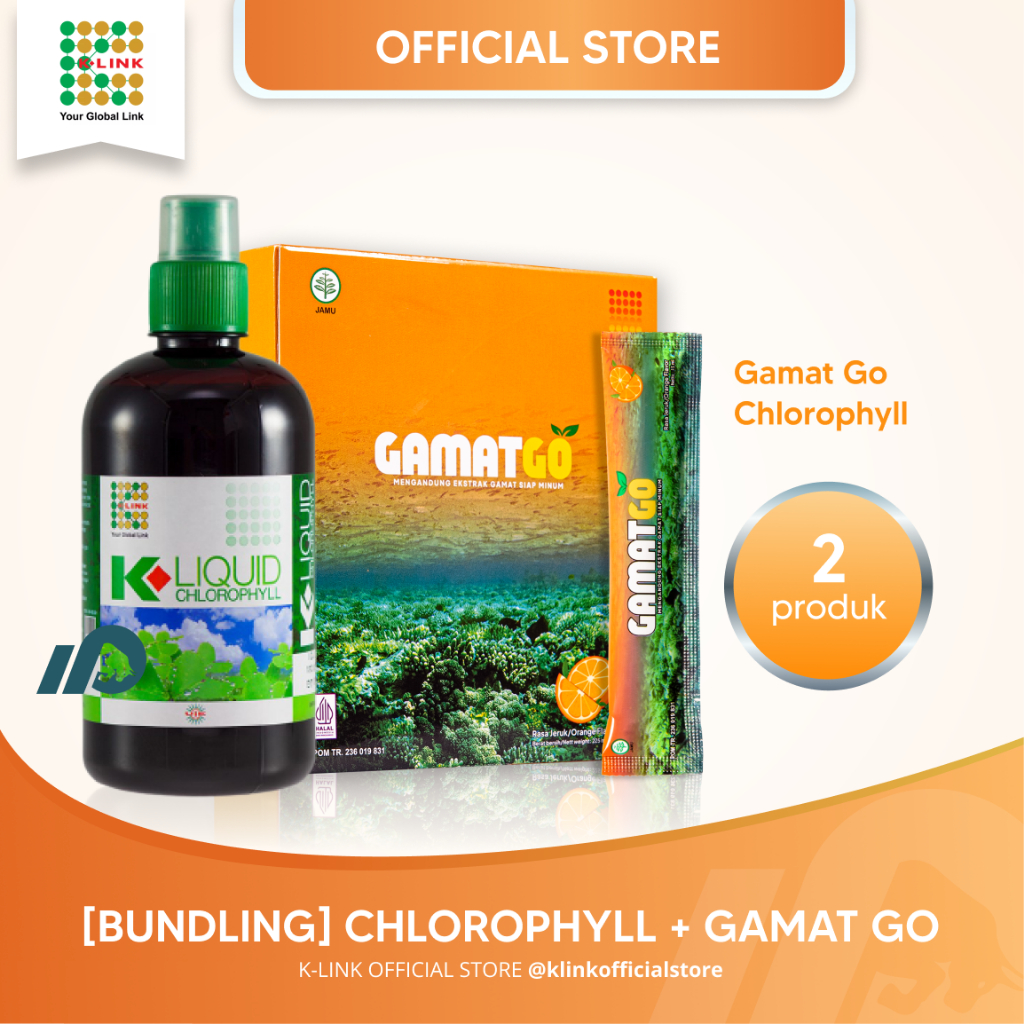 [BUNDLING] K-LIQUID CHLOROPHYLL 500 ml Klorofil K-Link Plus Gamat GO (1 Box 15 Sachet) Penerus Gamat