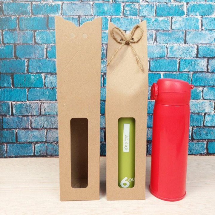 

Box Kemasan Botol Tumbler Isi 25 Ukuran 7 x 30 Pcs Kraft Papper Bag Free Tali Jinjing Dus Polos Coklat