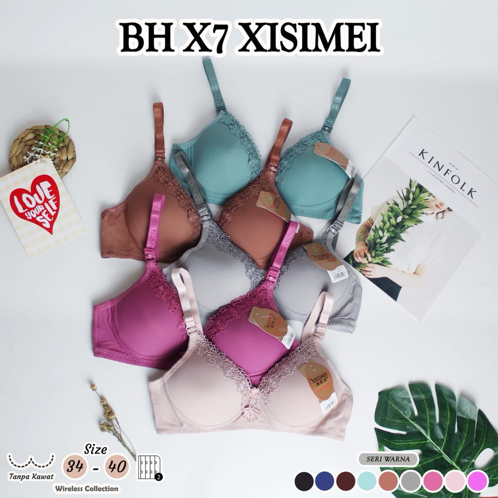 3pcs  BH XISIMEI BH RENDA CUP A KAIT 2| BRA WANITA BUSA TANPA KAWAT