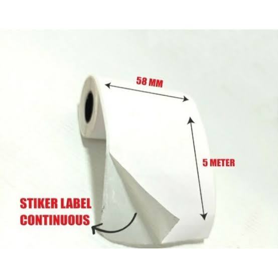 

STIKER LABEL 57X30 58X30 & KERTAS THERMAL MINI PRINTER BLUETOOTH 58MM X 5 METER