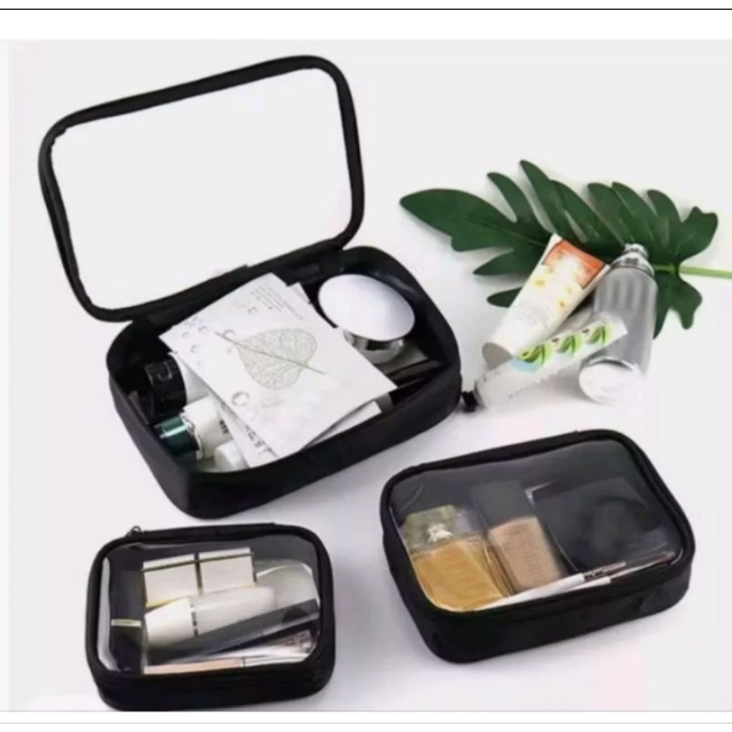 TAS KOSMETIK TRANSPARAN MURAH -travel bag mika kotak-pouch mika kotak-
