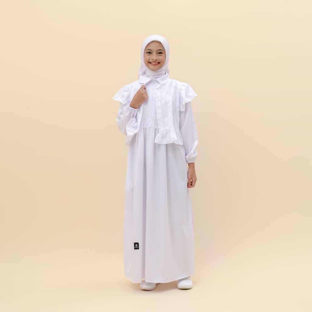 Applekidz Gamis Syari Manasik Anak Perempuan Remaja Tanggung KALIS Bordir Putih Bersih