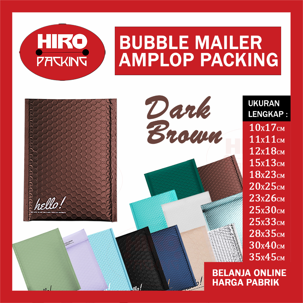 

Amplop bubble mailer Coklat Dark Brown Kantong Polybubble Bungkus Packing Envelope Polymailer Olshop Polos Ukuran 11x11 11x19 12x18 15x20 16x22 18x23