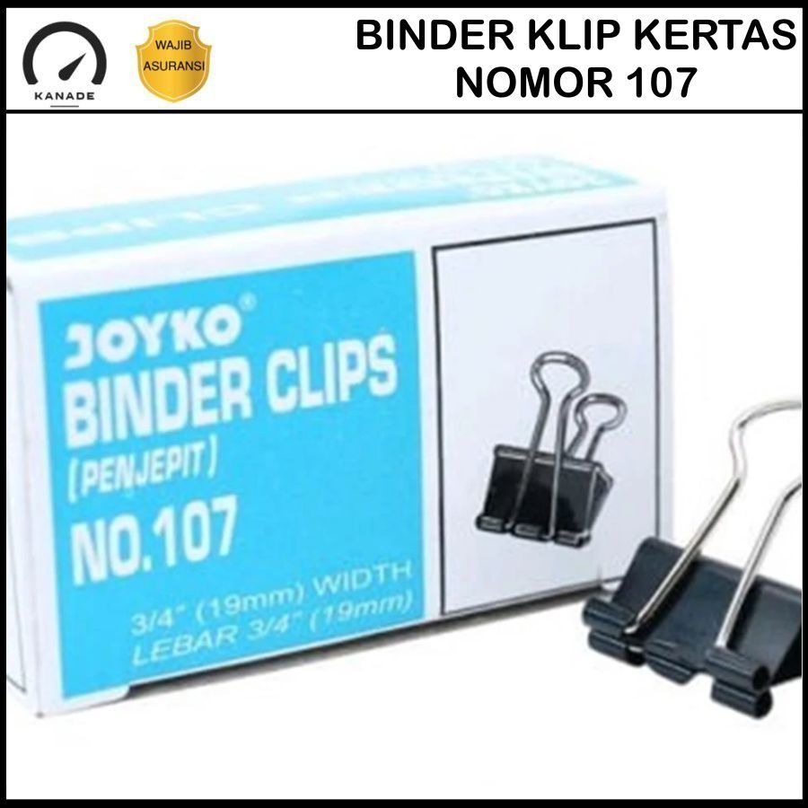 

Penjepit Kertas/Binder Klip/Binder Clip No.107 Joyko Penjepir Kertas Klip Kertas ATK Alat Kantor Sekolah