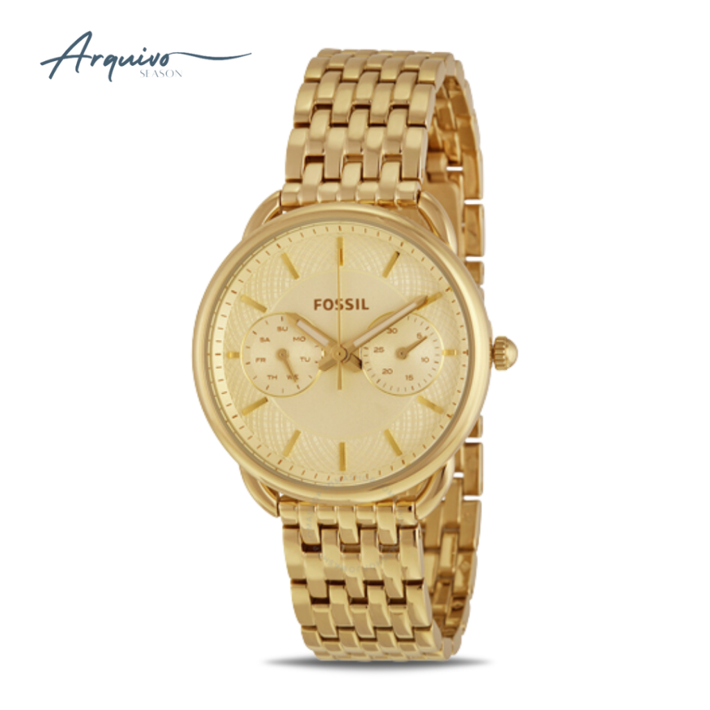 Jam Tangan Fossil Wanita Tailor Chronograph Gold Stainless Steel Mewah Original ES3714