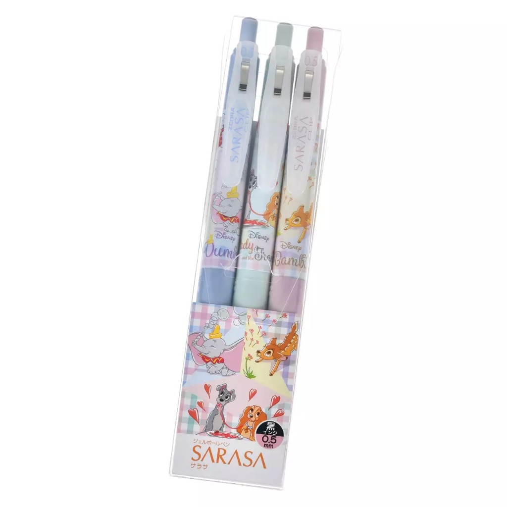 

Zebra Sarasa Disney Dumbo Lady and The Tramp Bambi Checkered Exclusive 0.5mm Gel Pen Limited Edition