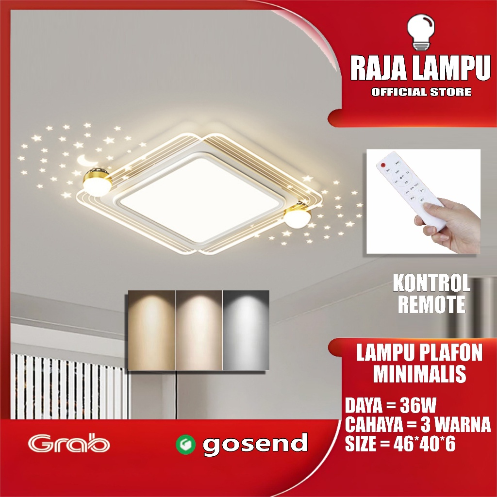 【RAJA LAMPU】Lampu Plafon Bentuk Persegi Gaya Nordic Minimalis Untuk Dekorasi/LED Lampu Plafon LED/3 