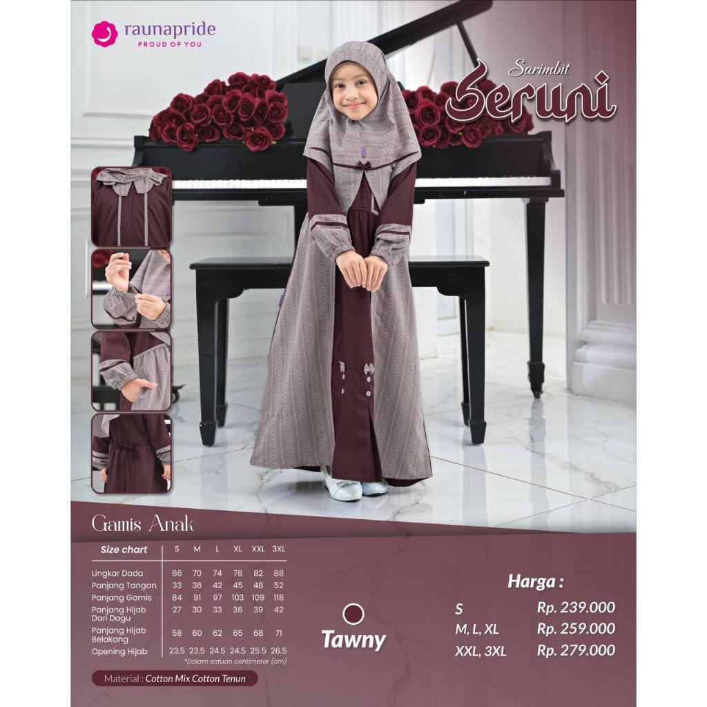 RGAF SERUNI TAWNY / GAMIS ANAK SERUNI / SERUNI TAWNY / SERUNI BY RAUNA / RAUNA / GAMIS ANAK RAUNA / 