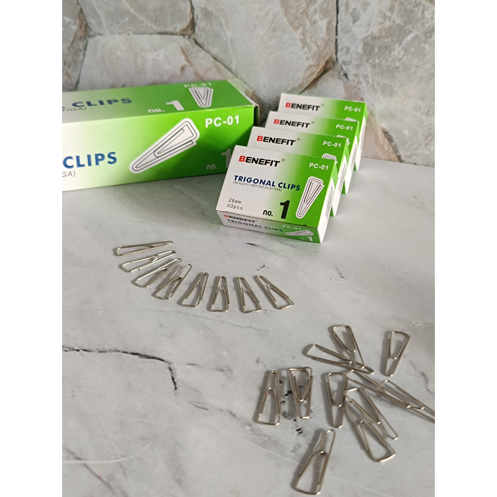 

ECER ( 1 BOX KECIL ) Trigonal Clip Tringular Clip Penjepit Kertas No. 01