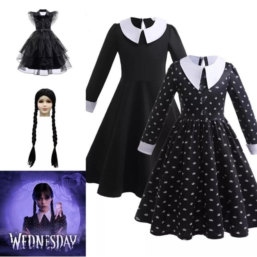 WEDNESDAY ADDAMS KOSTUM DRESS ANAK PEREMPUAN