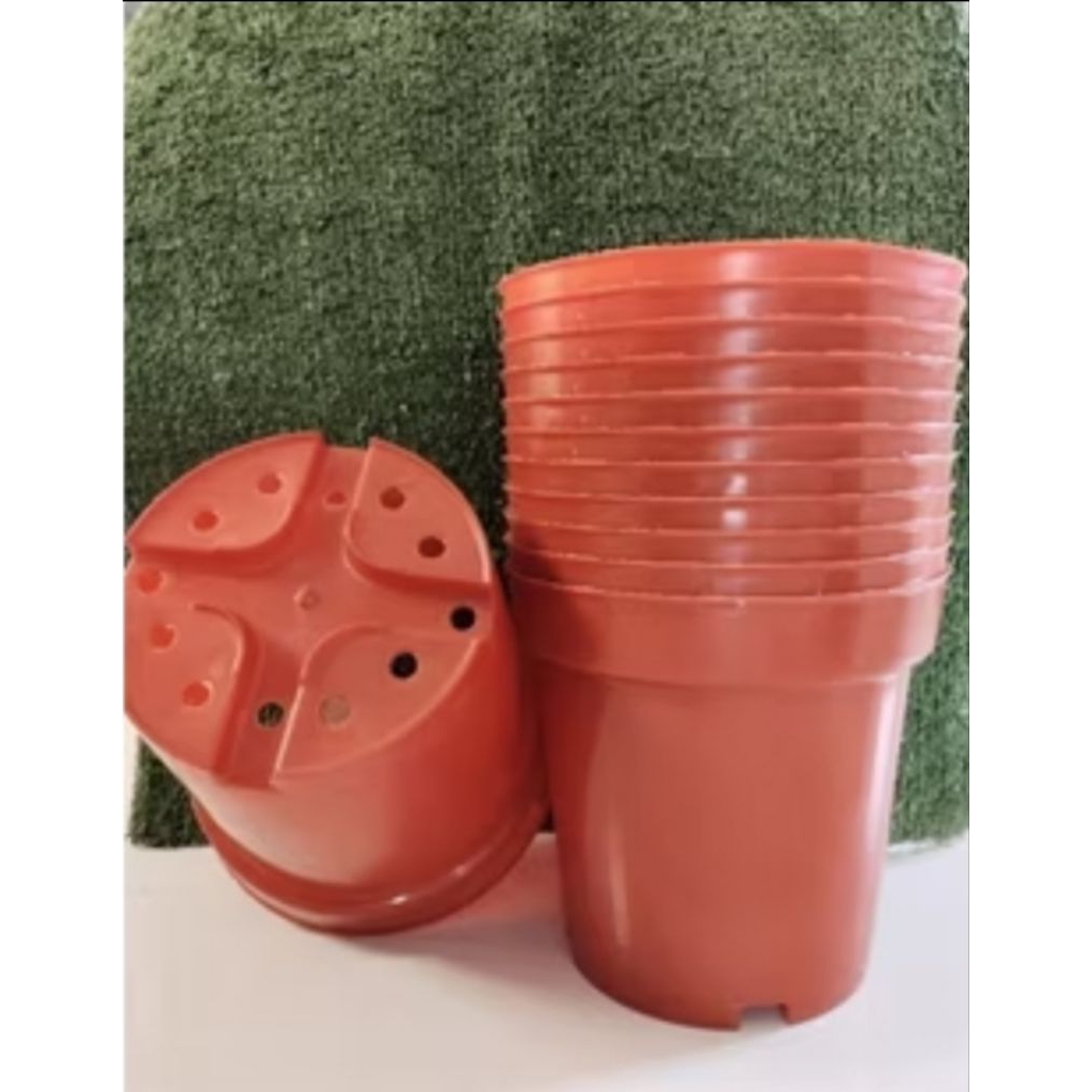 Pot Bunga Murah, Pot Tanaman, Pot 10, Pot Plastik Coklat Merah Bata Ukuran 10