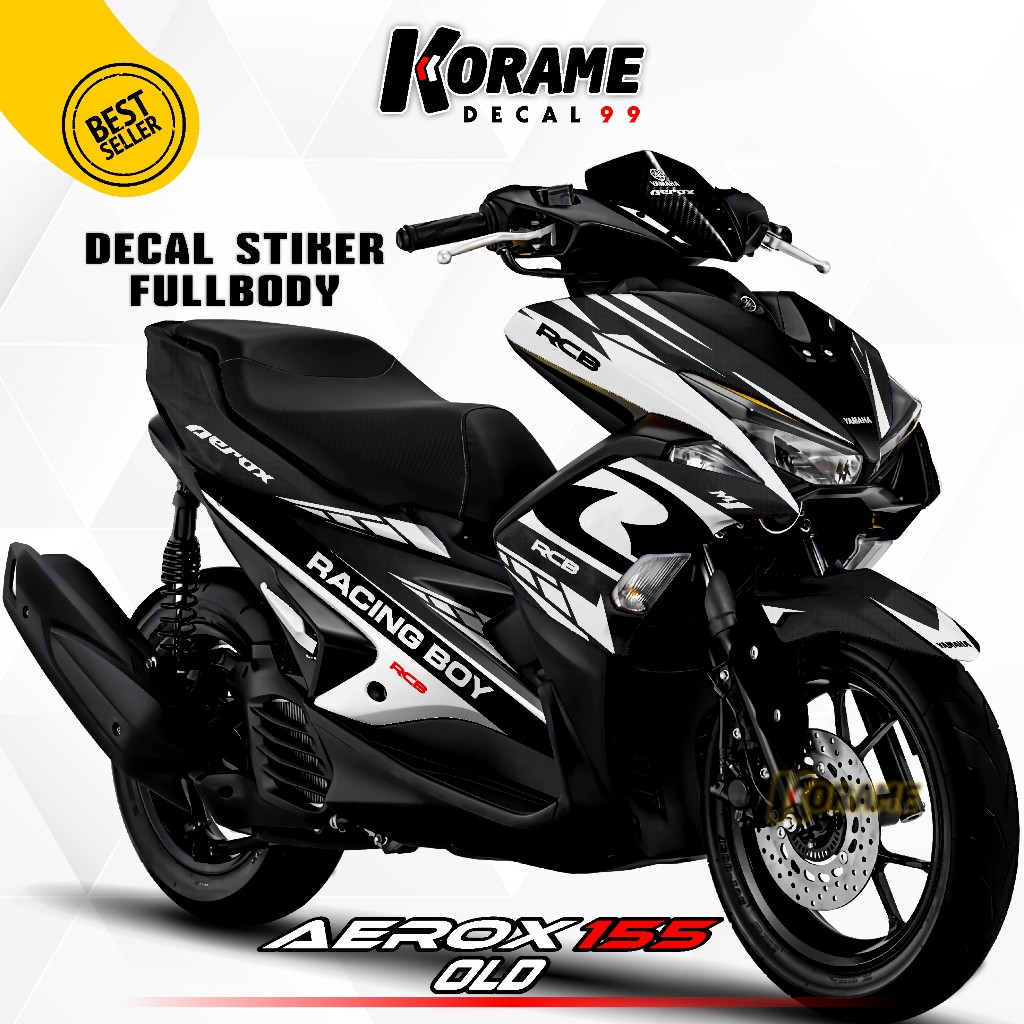 Decal AEROX 155 OLD - Series Racing Boy Warna Hitam Putih