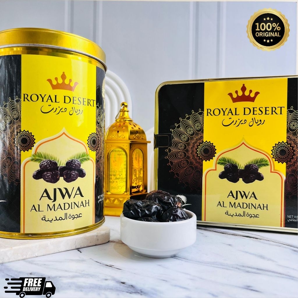 

Kurma Ajwa Madinah/ Kurma Nabi Kemasan Kaleng Mewah Royal Desert