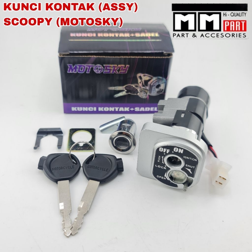 KUNCI KONTAK ASSY SCOOPY MOTOSKY – KUNCI KONTAK SET PLUS KUNCI JOK SCOOPY LAMA SCOOPY KARBU