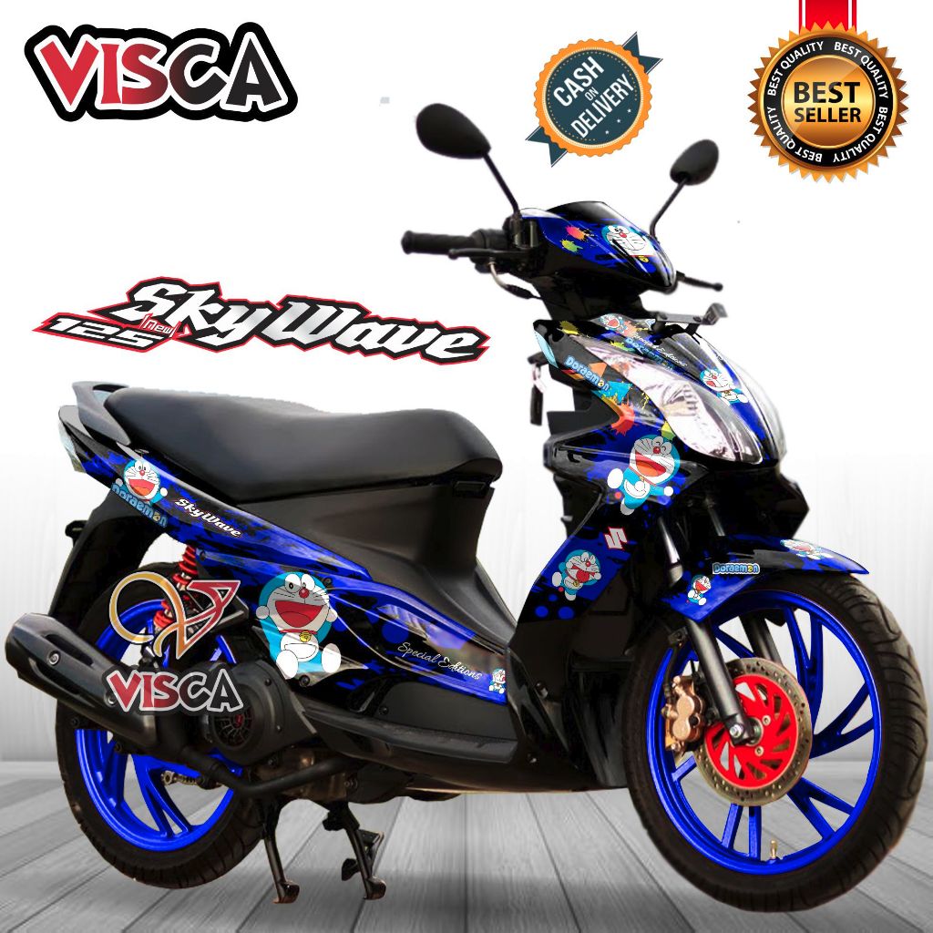 Decal Skywave 125 Full Body Stiker Skywave 125 Full Body Striping Skywave 125 DORAEMON