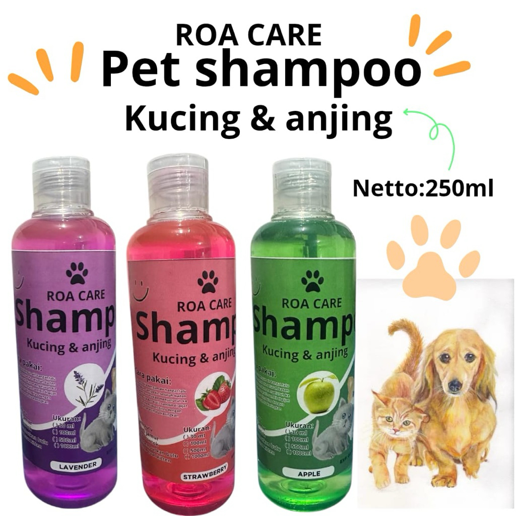 shampoo kucing dan anjing anti kutu dan jamur dan rontok melembutkan bulu dan menghaluskan bulu ukur