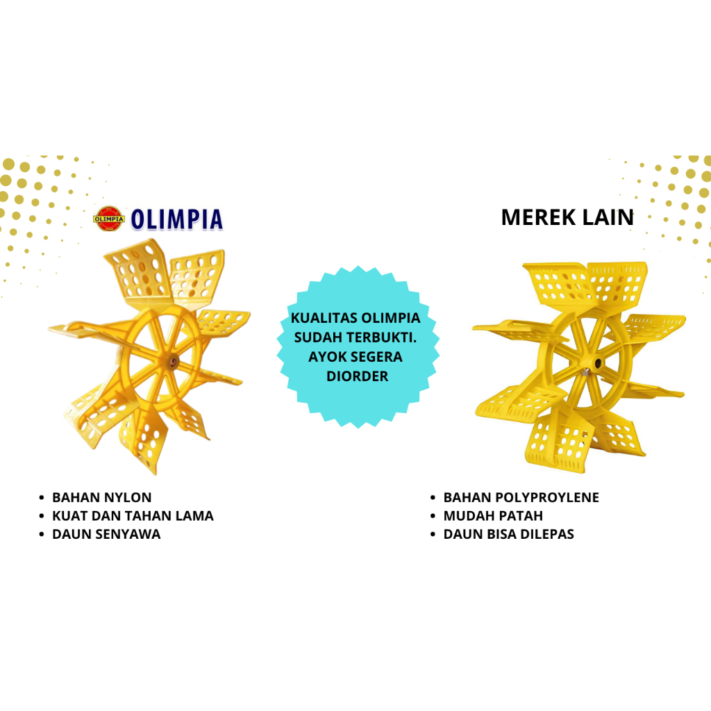 Kipas Kincir Air Tambak Olimpia / Daun Kincir Kuning