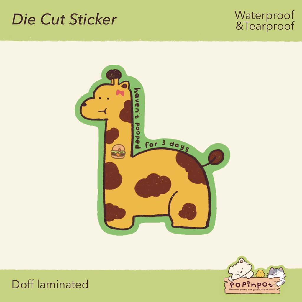 

POPINPOT - Die Cut Sticker | Stiker Jurnal Jerapah Lucu