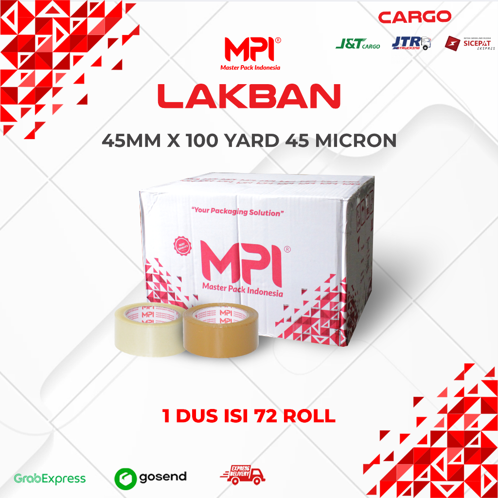 

CARGO 1 DUS [ ISI 72 ROLL ] LAKBAN BENING & COKLAT 45MM X 100 YARD 45 MIC MASTER PACK INDONESIA