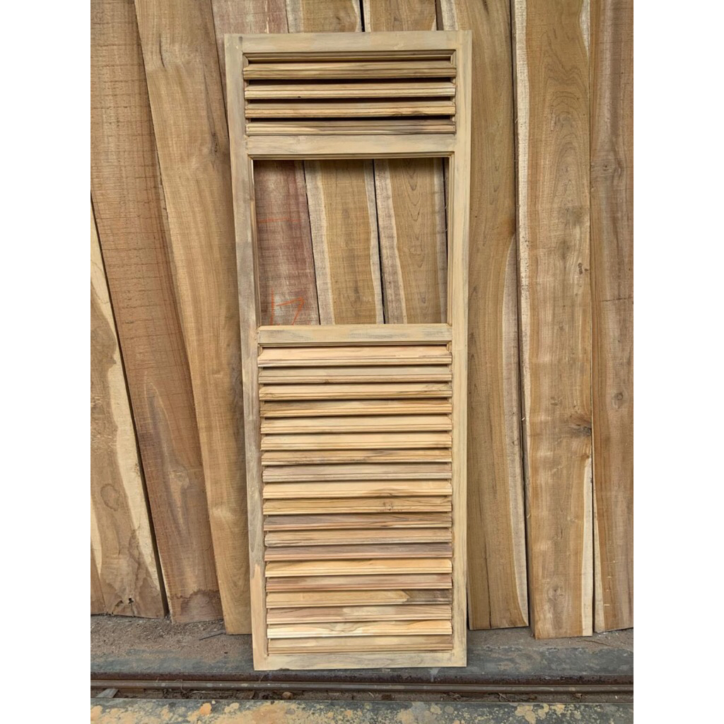 DAUN JENDELA JALUSI 100% KAYU JATI (VARIASI KACA BISA CUSTOM)