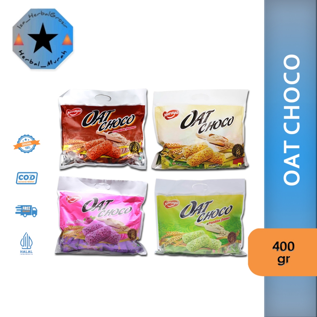 

Naraya Oat Choco 400 gr Cemilan Sehat | Original - Ubi Ungu - Original - Pandan