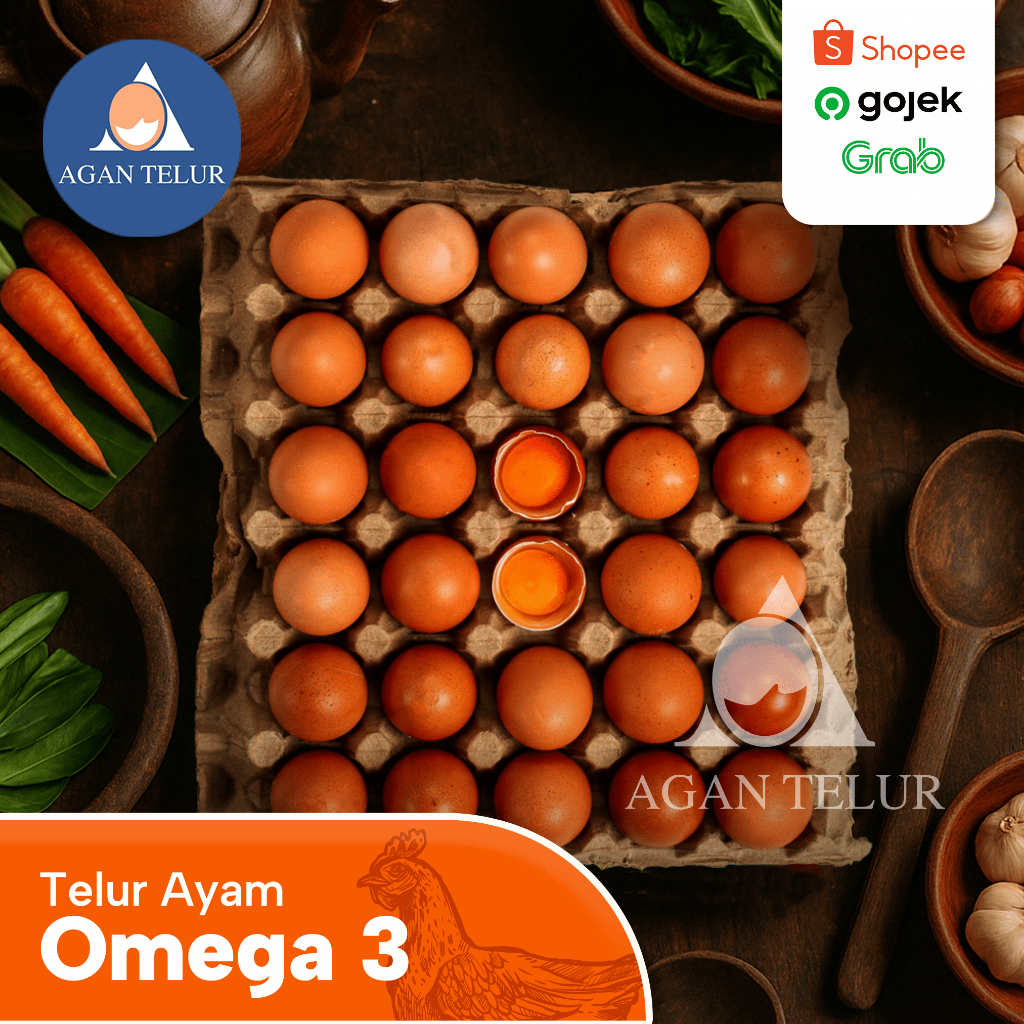 

Telur Ayam Negeri OMEGA 3 - 30 pcs / Tray GRADE A Fresh Bersih orange