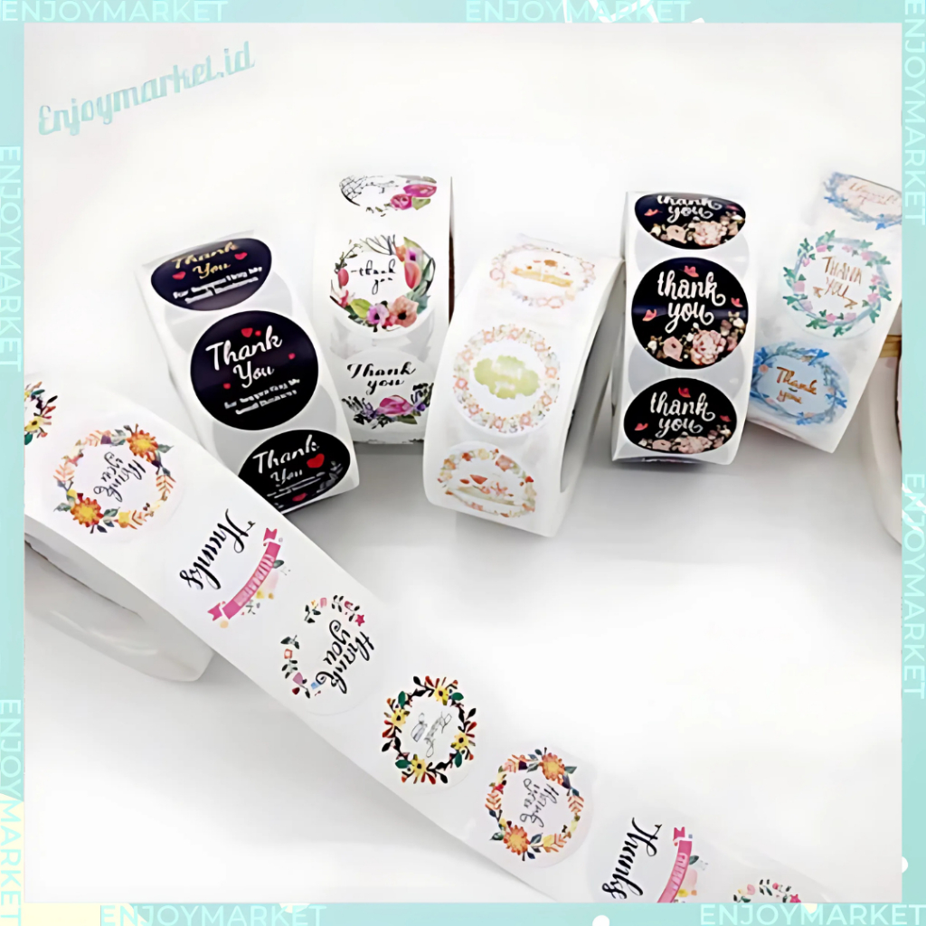 

1 Roll Stiker Terima Kasih Stiker Thank You Bulat Ucapan Untuk Packing Label Makanan isi 500 Pcs