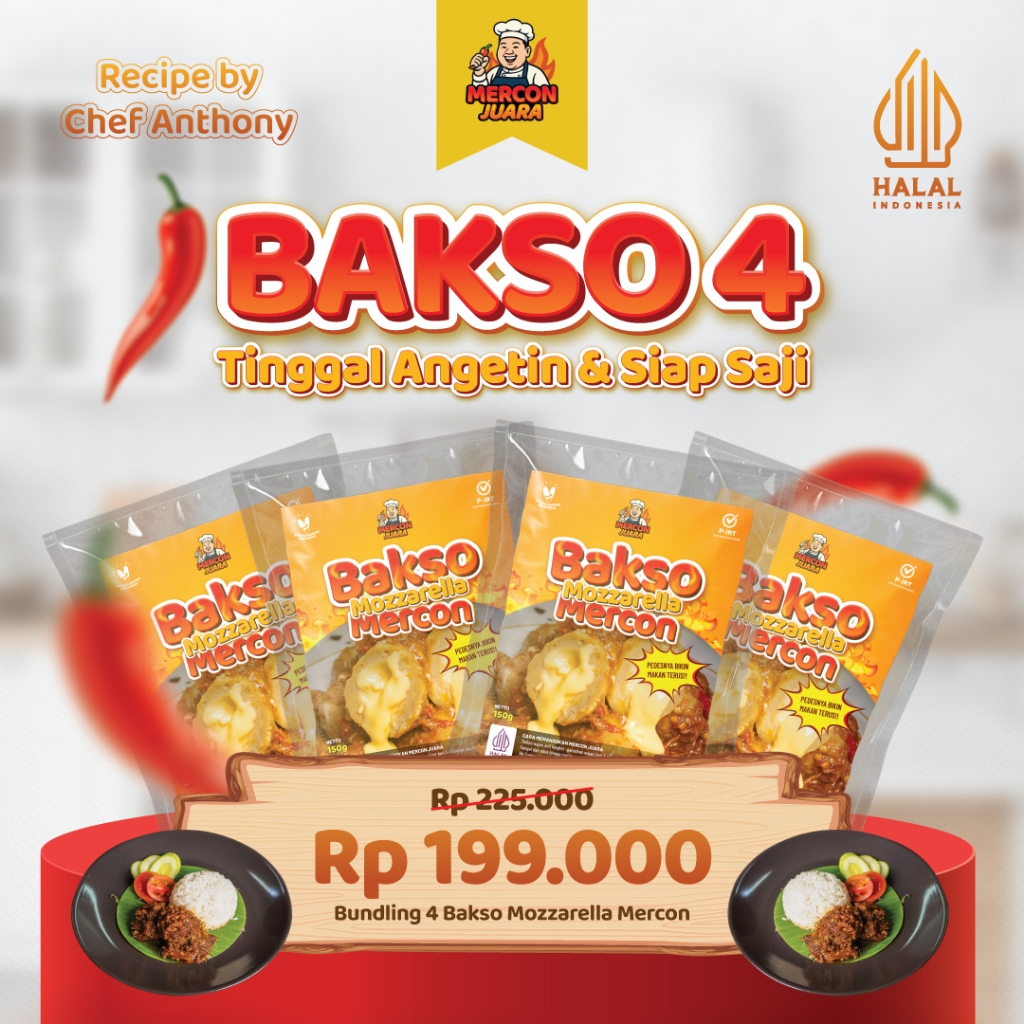 

MERCON JUARA Bundling 4 PACK Bakso Mozzarella Mercon - Recipe by Chef Anthony