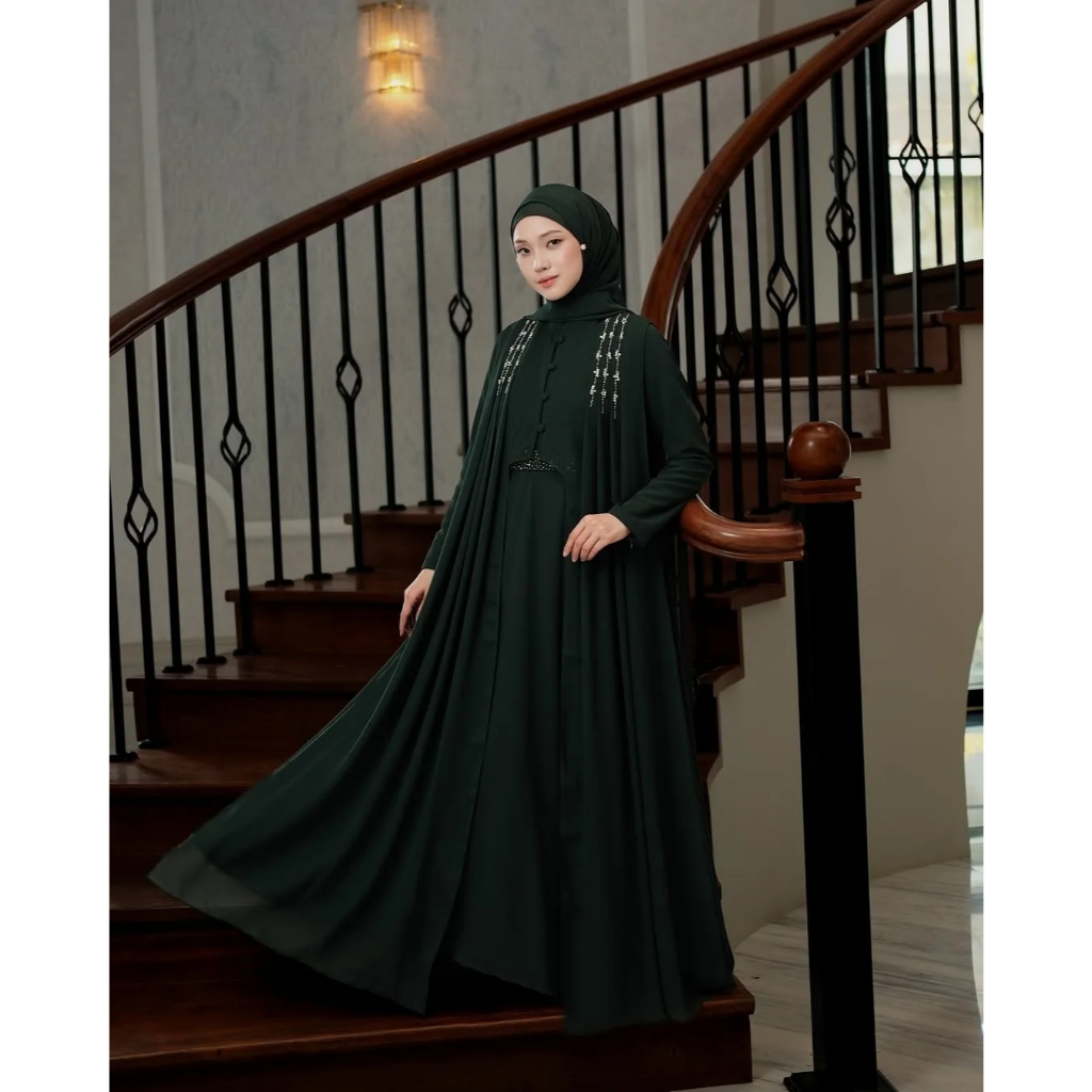 Abaya Hitam Mewah Elegan Abaya Kondangan Baju Abaya Hitam Melissa Abaya Bahan Ceruty Baby Doll