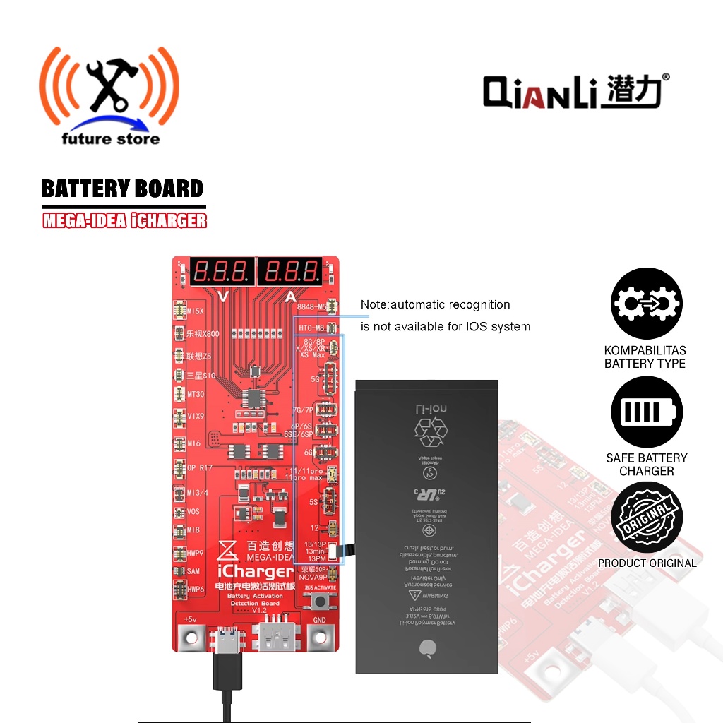 Qianli MEGA-IDEA iCharger 3.0 Battery Charge Activation Test Board for Android IOS Phone Circuit Cha