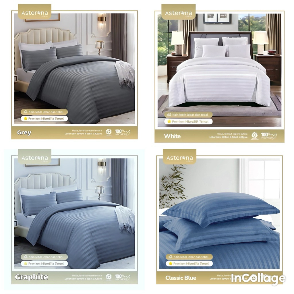 sprei hotel premium salur microtencel warna blue,graphite,white,grey (makmur)
