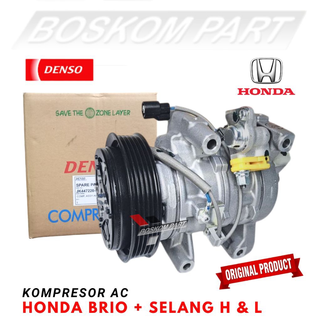 Kompresor Ac Brio Rubahan + Selang H & L Denso Original