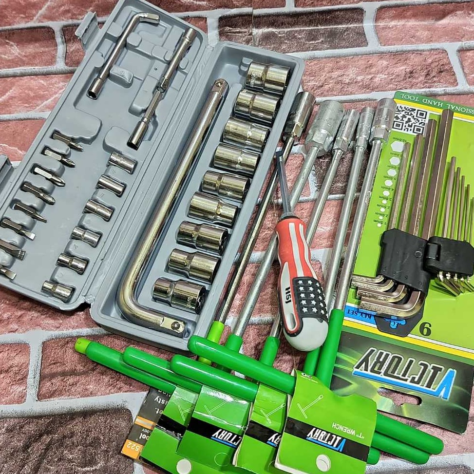 KODE X89U PROMO PAKET KUNCI 1 SET LENGKAP KENMASTER  Kunci Shock Seck Set 27 Pcs  Kunci T Set 5 Pcs 