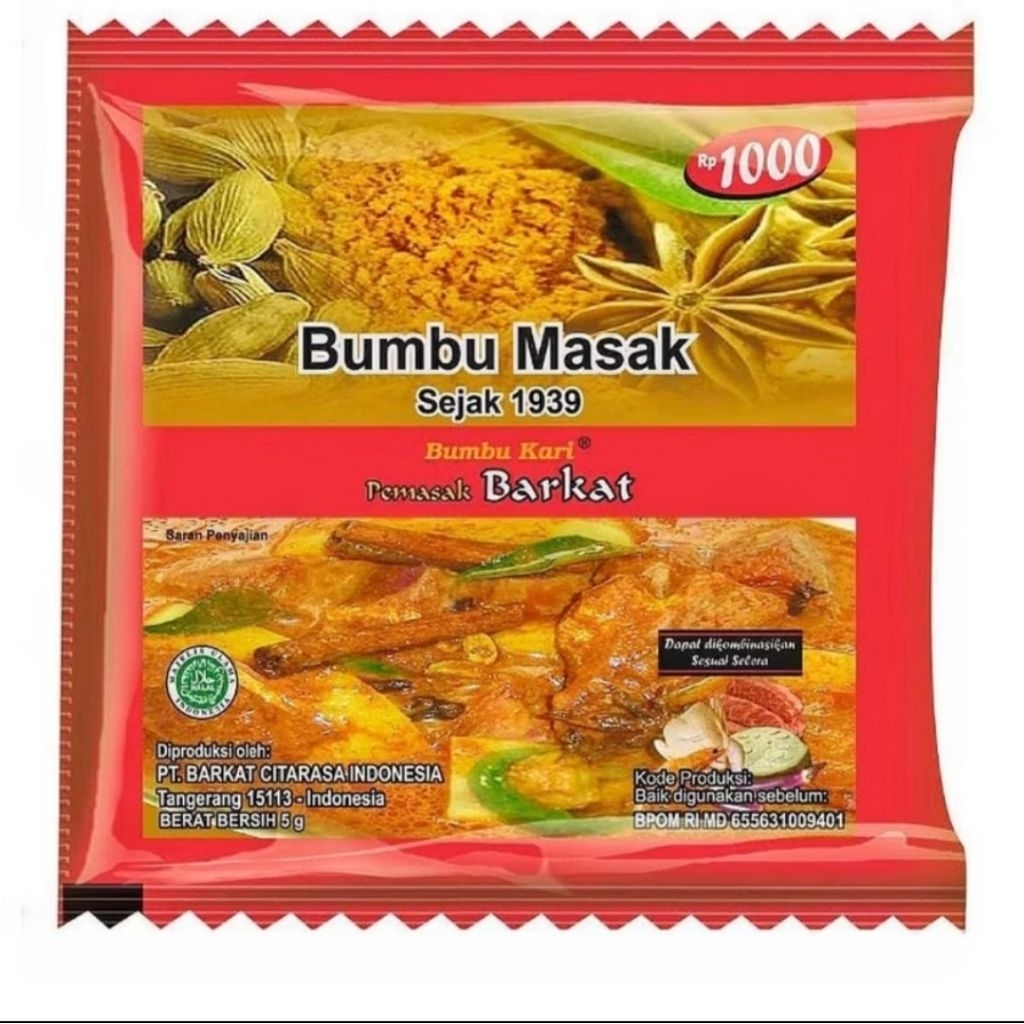 

Bumbu Kari khas Padang Barkat berat 5g
