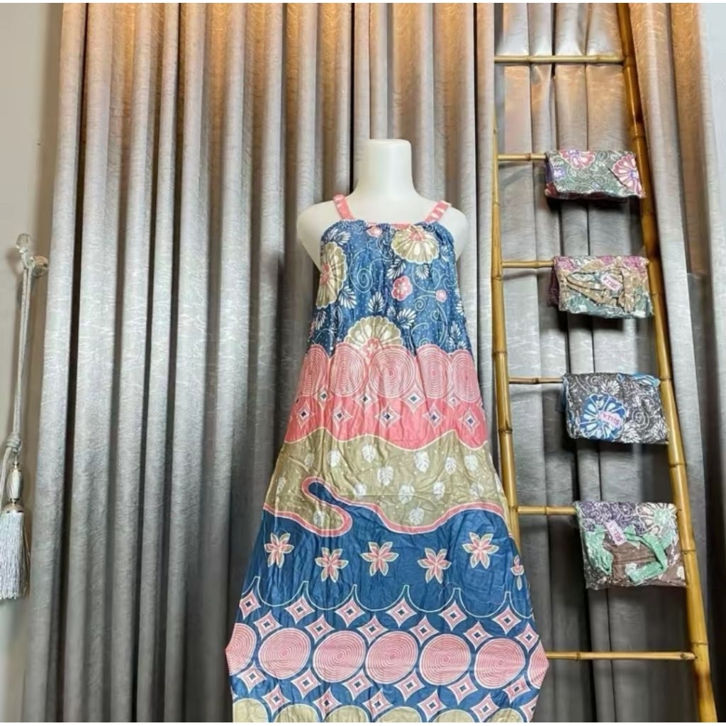 Daster Ketekan Motif Batik Bunga Warna-Warni Katun, ketekless, tanpa lengan, kain sejuk, rumahan, ba