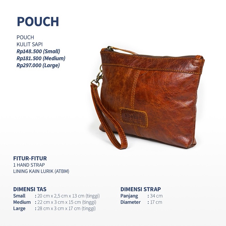 KODE A27J Pouch Kulit  ABEKANI LEATHER POUCH  Pouch Reguler Kulit Sapi Asli Dompet Pouch