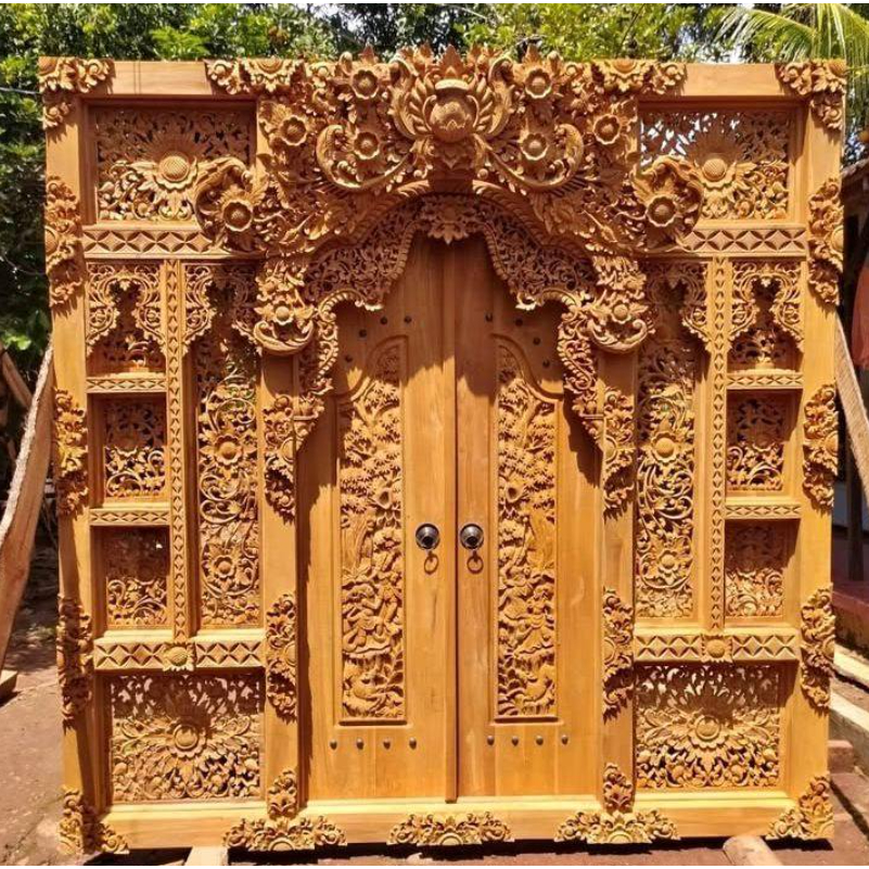 Pintu Gebyok Ukir Jati Jepara | Gebyok Ukir Jepara | Gebyok Bali | Gebyok Stil | Ukuran L300XT250 CM