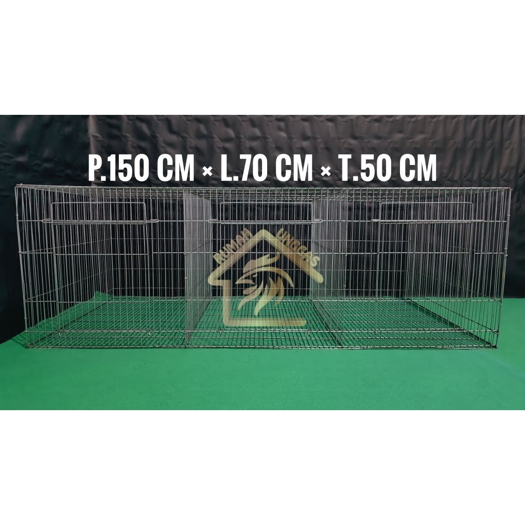 GALVANIS KANDANG KELINCI 3 HOLE P.150×L.70×T.50 PINTU 3 DOC PEMBESARAN AYAM