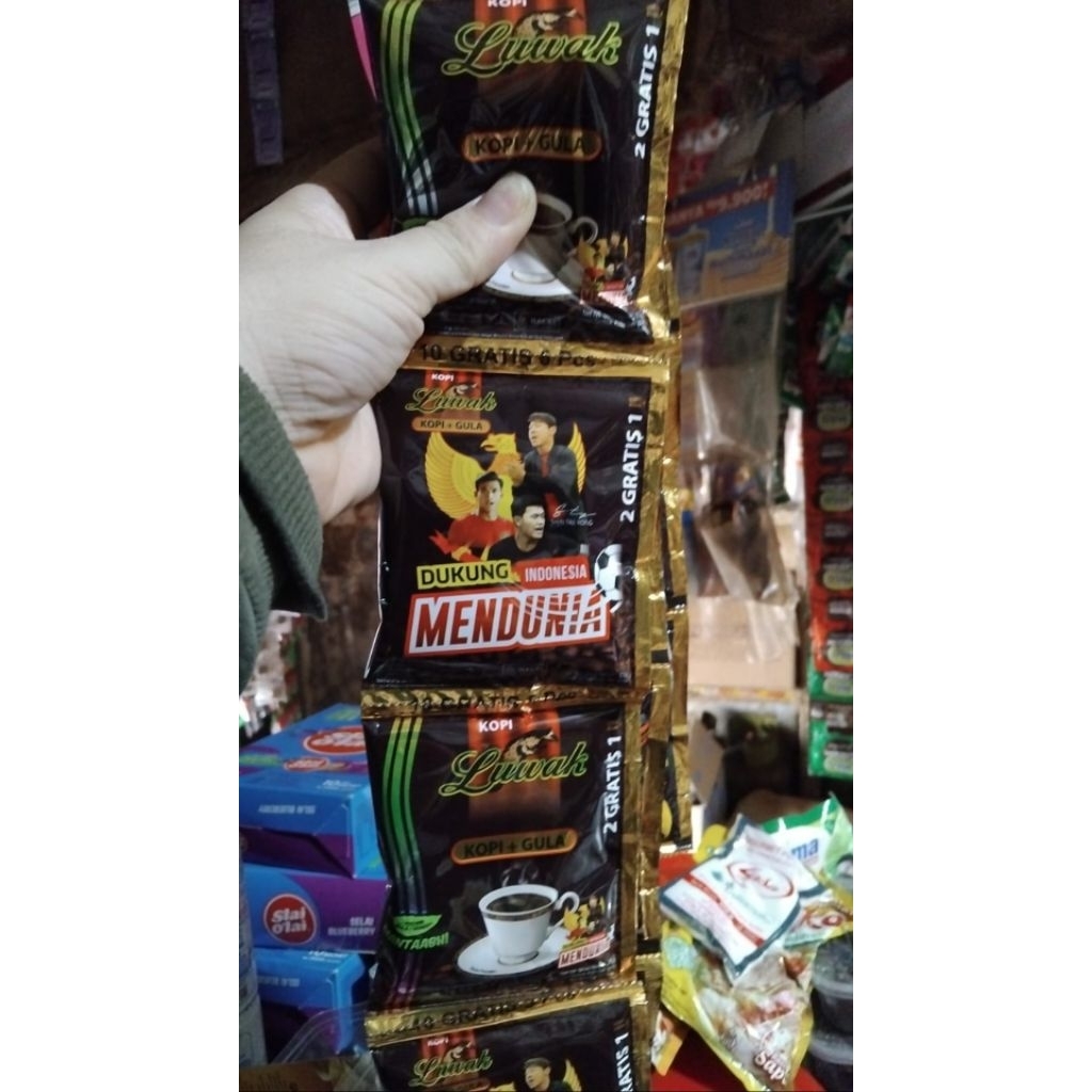 

Luwak kopi hitam+gula, kopi sachet, kopi saset, kopi instant, kopi instan, kopi hitam