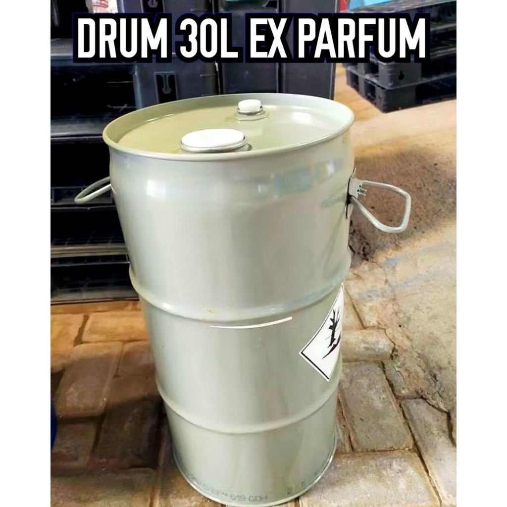 Rumtang drum bensin.drum besi.tong besi 30l.bekas parfum .dalam coating mulus tahan karat bersih