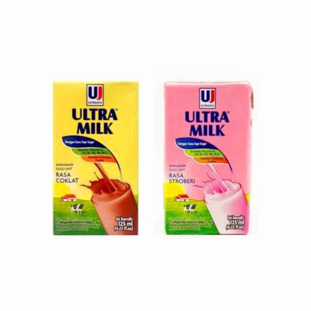

Susu UHT Ultra Milk 125 ml Chocolate Strawbery , Ultra Milk 125ml Coklat Stroberi