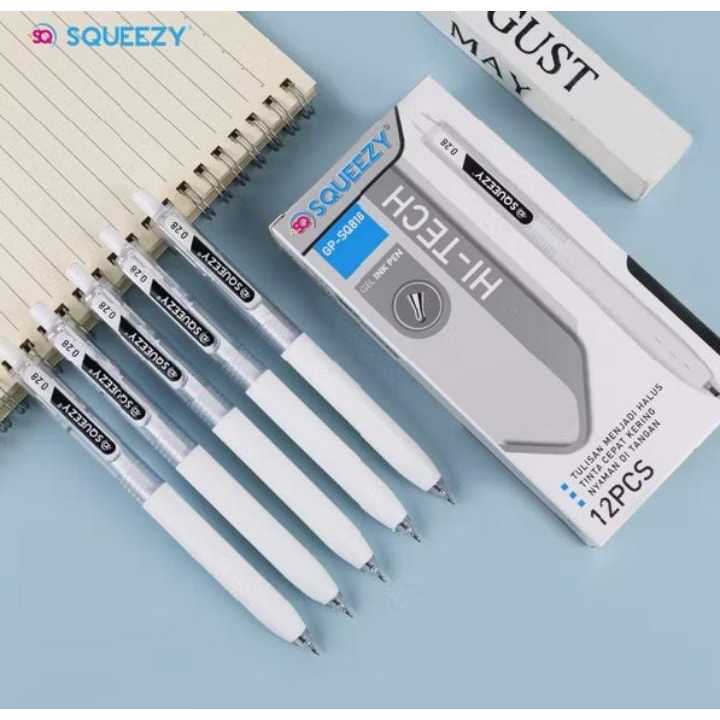

( 1 PACK ) Pulpen/Gel Pen SQUEEZY Hi-Tech-H CLICK KARET PUTIH CETEKAN GP-SQ818 0,28mm 1 PACK 12 BIJI 4.8 50 penilaian 179 Terjual