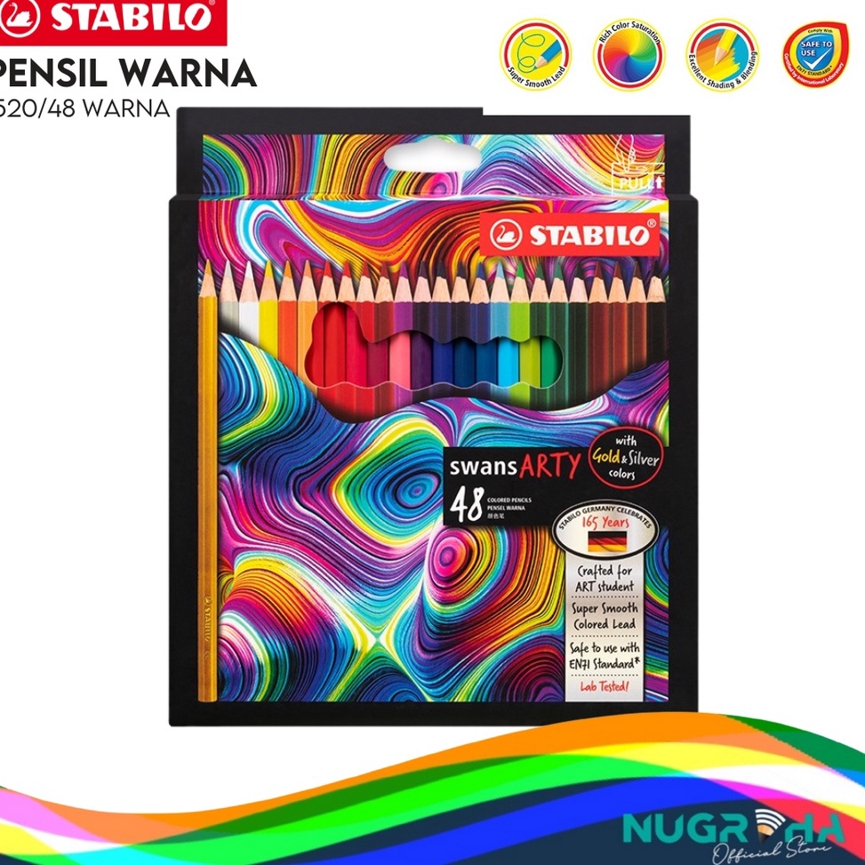 

KODE B54U Color Pencil Pensil Warna Stabilo Swans Arty 152 48 Warna Panjang