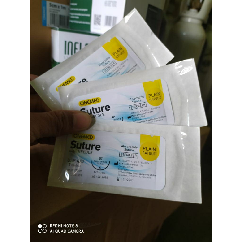 CATGUT PLAIN dan CHROMIC 4/0 ONEMED