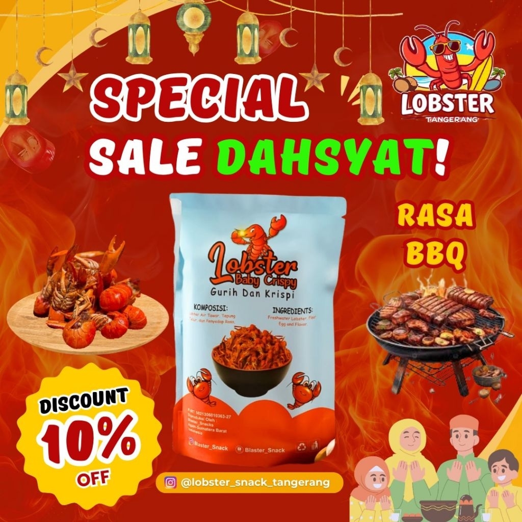 

Lobster Air Tawar Crispy Cemilan 100 Gram Rasa (Barbeque)