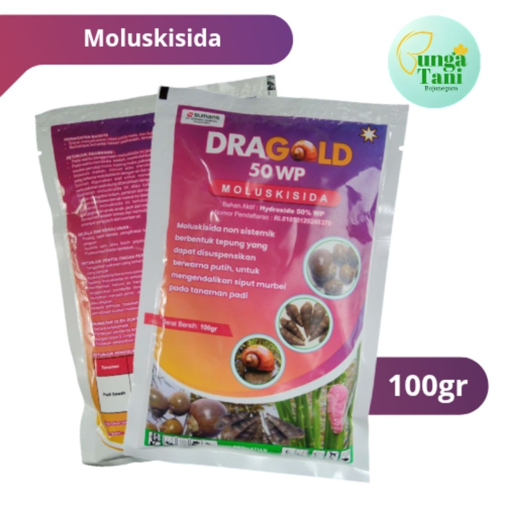 Moluskisida Dragold 50 WP 100gr/ obat keong sawah/ untuk siput murbei