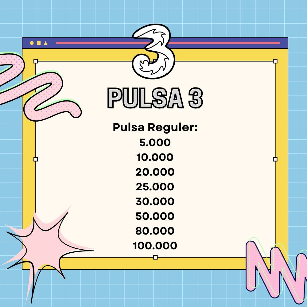 (PROMO) Pulsa Tri (3) Denom 5rb - 25rb (MURAH)